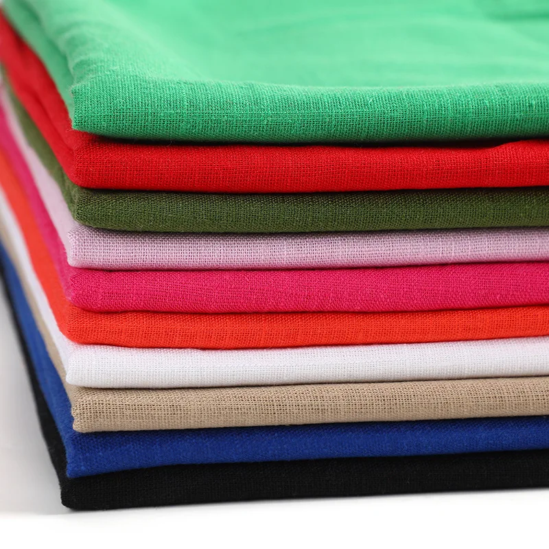 Cotton fabric plain linen 12 bamboo slubs thickened spring and autumn Hanfu wide-leg pants pants fabric