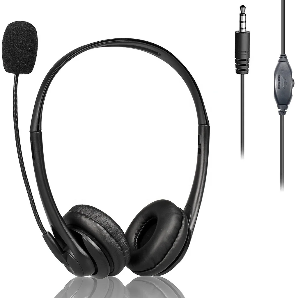 Single 3.5mm Jack Mobile Phone/Laptop Headset Call Center Noise Cancelling Headphone With Microphone