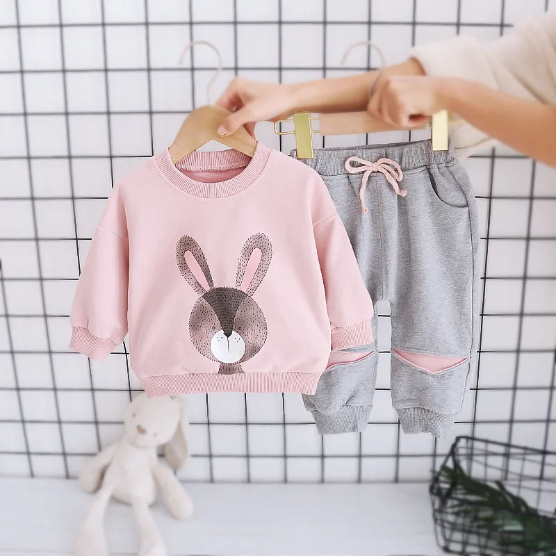 Hot Selling Children Clothing  Smart Casual Autumn Tee Shirt Smart Hooded Girl Winter Sets Kids Sweat Suits Kids Clothes