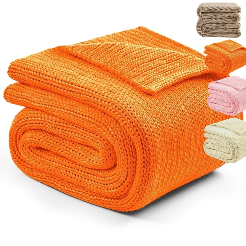 Chunky Hand Knitted Blanket Soft Giant Yarn Cotton Tube sensory gravity Weighted Blankets