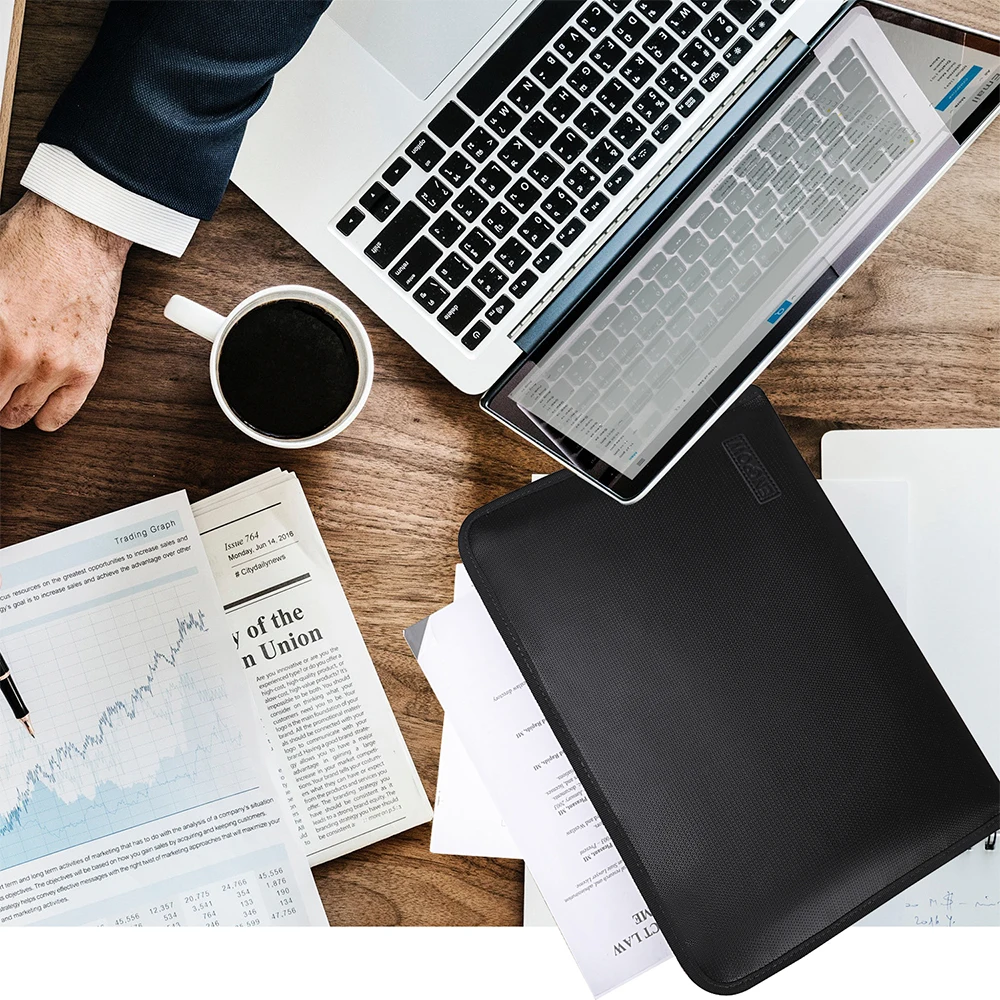 Black Expandable File Folder 24 Pockets A4 Size Papers Document Bag Fireproof File Collection Bag