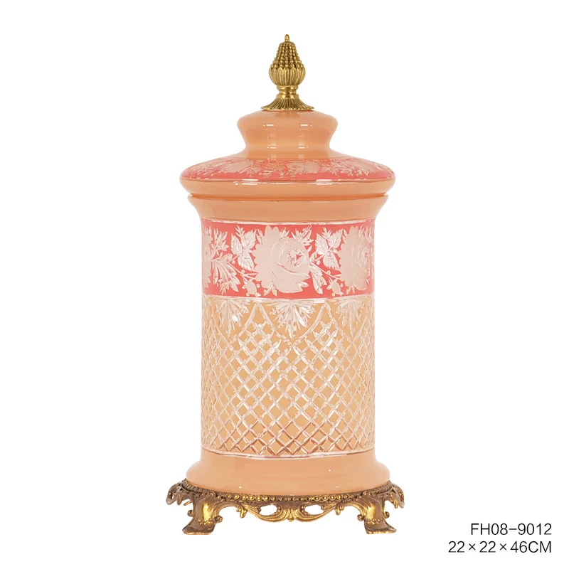 Розовые стеклянные кусочки из латуни золотого цвета с дизайнерской вазой с губами для гостиной, украшение для дома