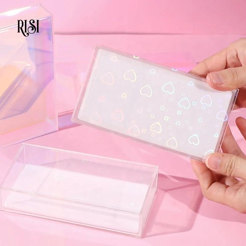 RISI Acrylic Eyelash Extension Organizer Box Storage Eyelash Magnet Lash Tile With Cover Iridescent Private Label