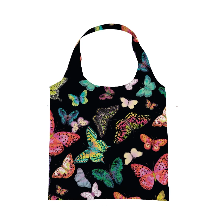 Customized Reusable Recycled Nylon Foldable Tote Bag With Pouch For Shopping and Grocery