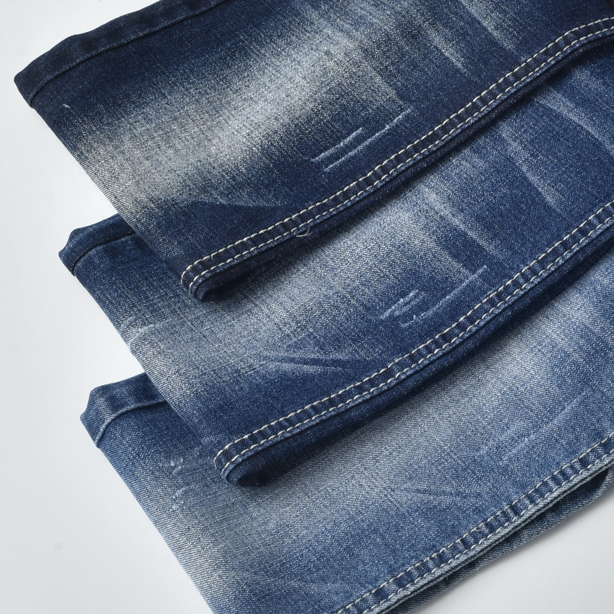 10 oz cotton polyester rayon crosshatch slub denim fabric for jeans Rolls Denim Fabric