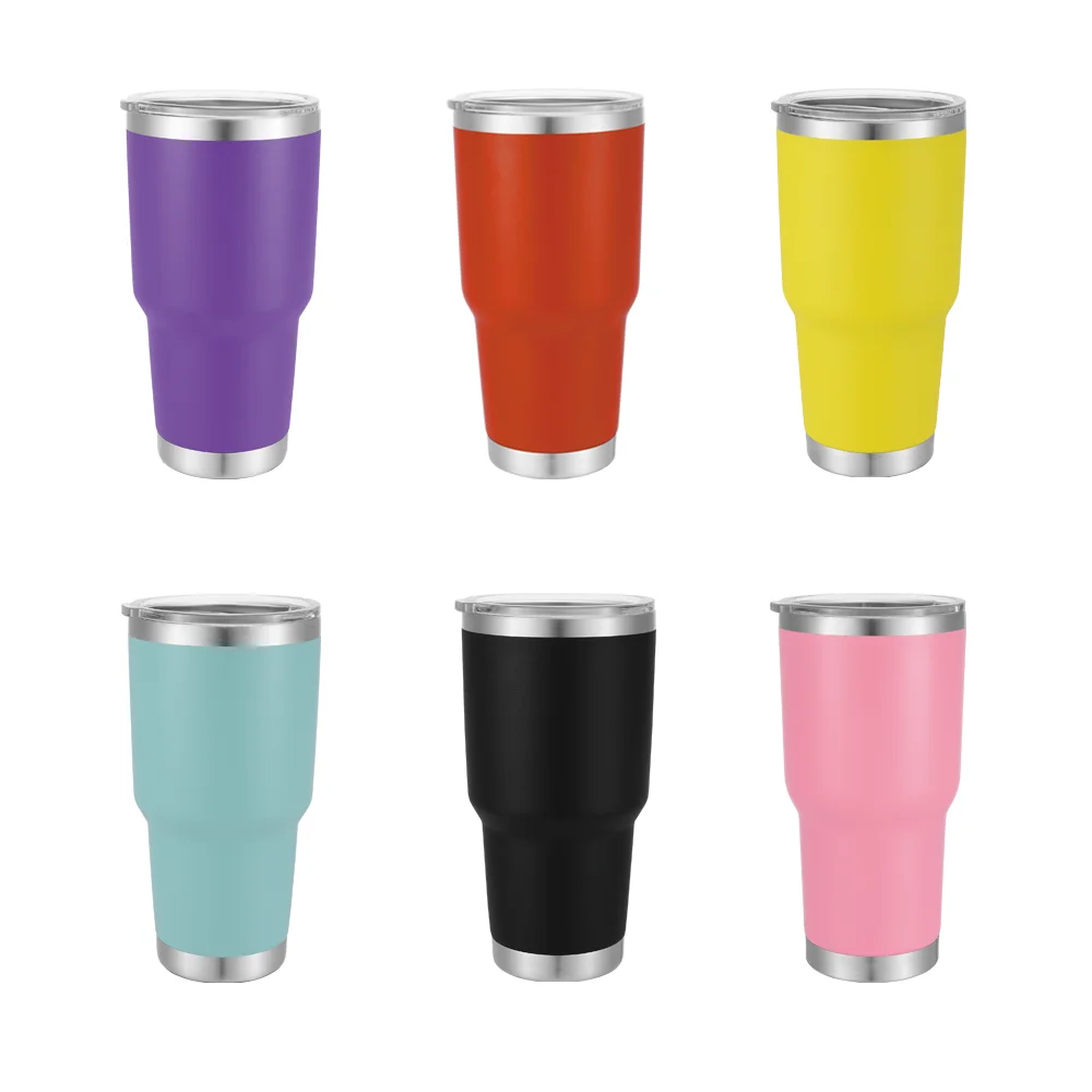 Double Wall Insulated Water Tumbler Car Mug Beer Mug Stainless Steel Wholesale 30oz Mugs Multi Color with Lid