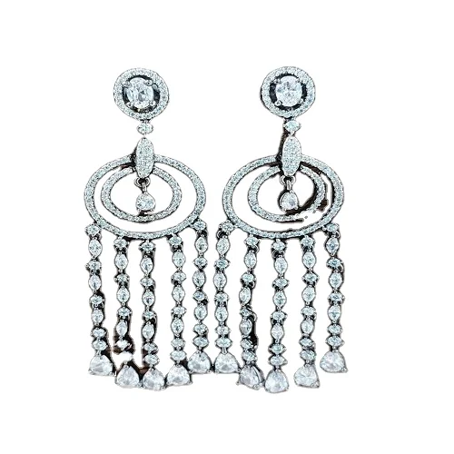 Stylish American Diamond Delicate Earring Gold Plated Cubic Zirconia CZ Wholesale Indian Jewelry for Women