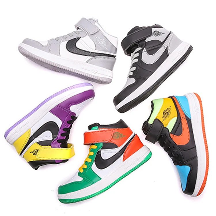 Ботинки детские высокие черные/белые спортивные на осень/зиму, 4-16 лет