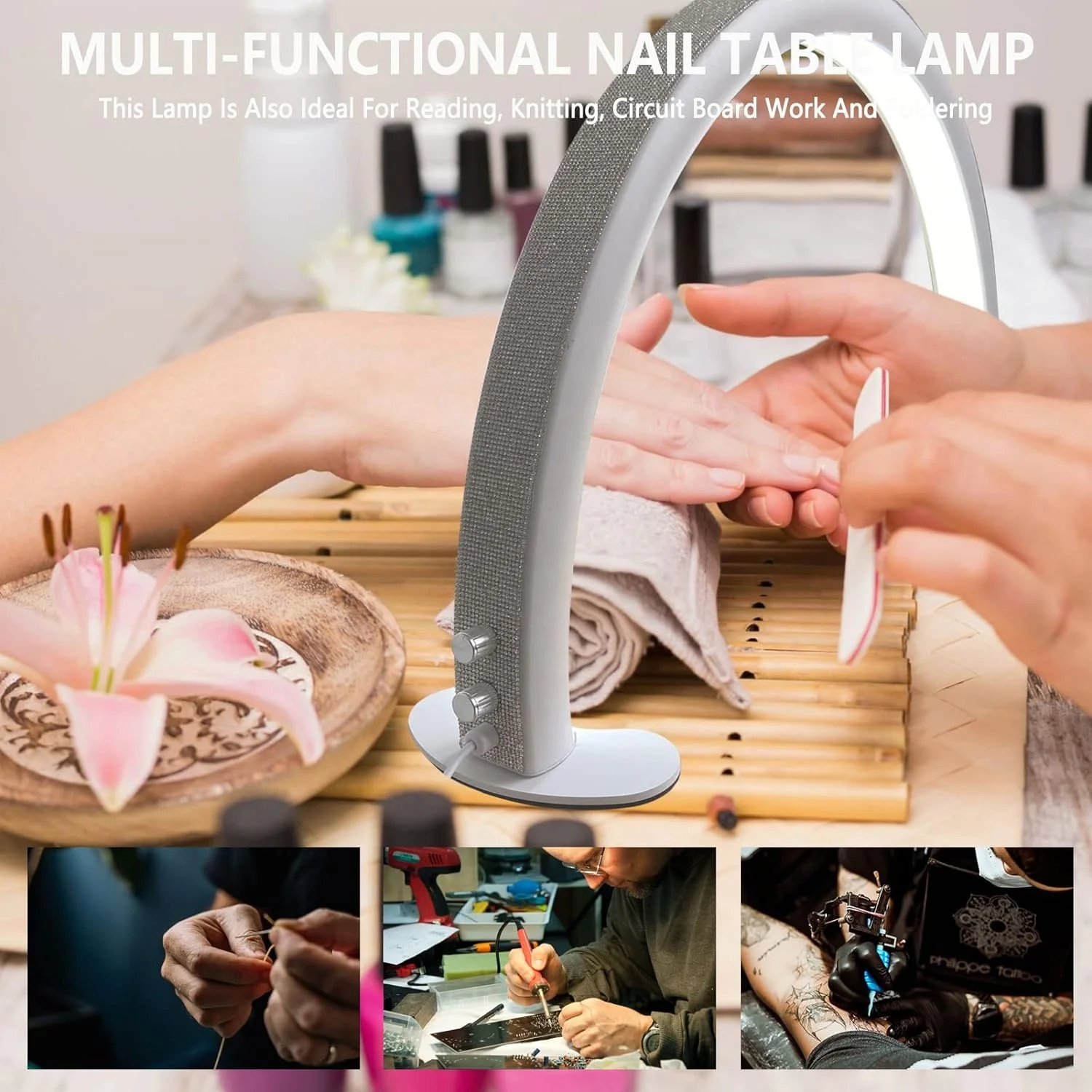 75cm Half-Moon Nail Desk Uv Led Lamp with Diamond for Nails Beauty Salon