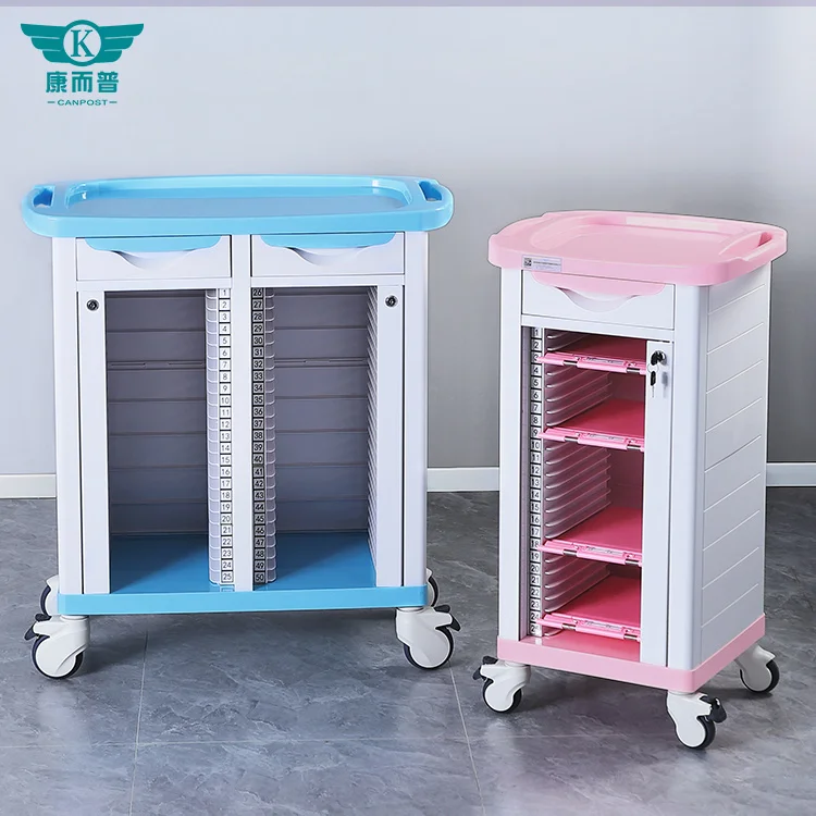 Hot Sale ABS Hospital Used History case Hospital Medical Record Trolley Cart With Lock