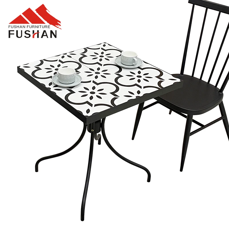 FUSHAN Outdoor Furniture Patio Square Coffee Dining Table Outdoor Ceramic Bistro Table For Aluminum Frame