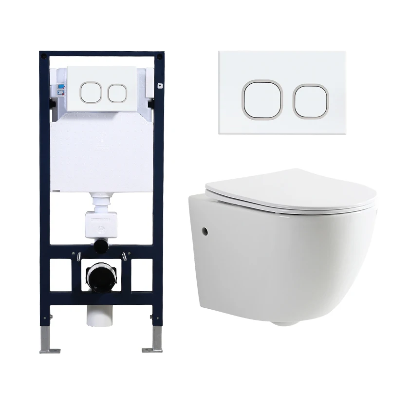 High quality rimless flush ceramic wall mounted toilet bowl bathroom wc matt color wall hung toilet