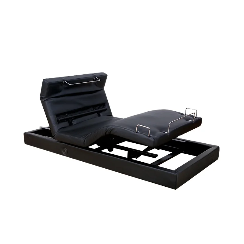Head Tilt Lumbar Support Electric Adjustable Massage Bed Base with Under Lighting Usb Charging Port