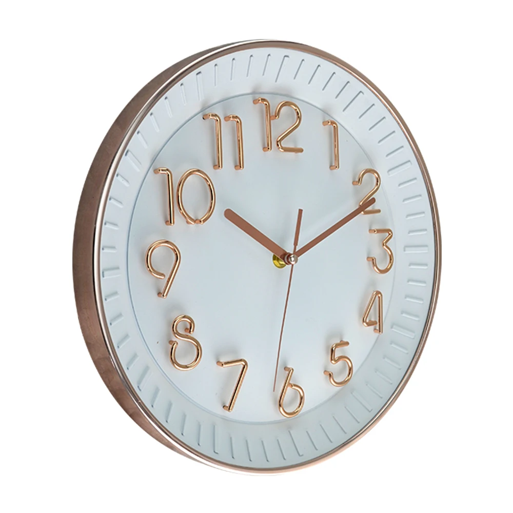 cheap modern round silent 3D digital wall  clock for living room home decoration