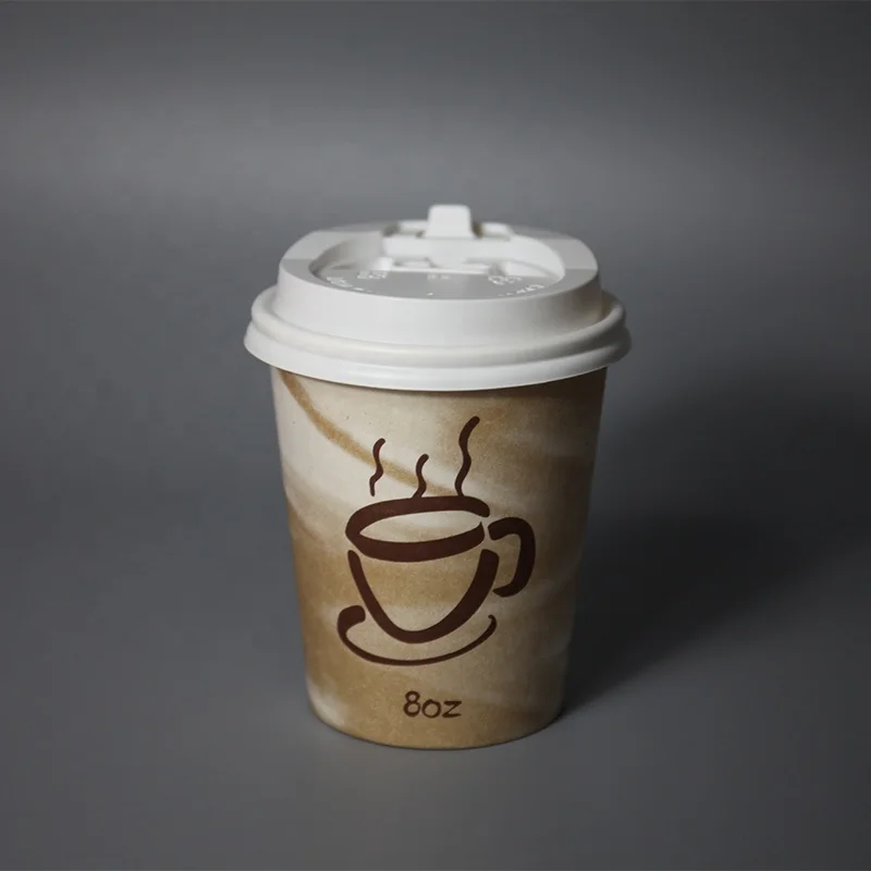 Free Custom Colored Cups Decorations Corrugated Compostable Plastic Cap Paper Cup With PE Lids