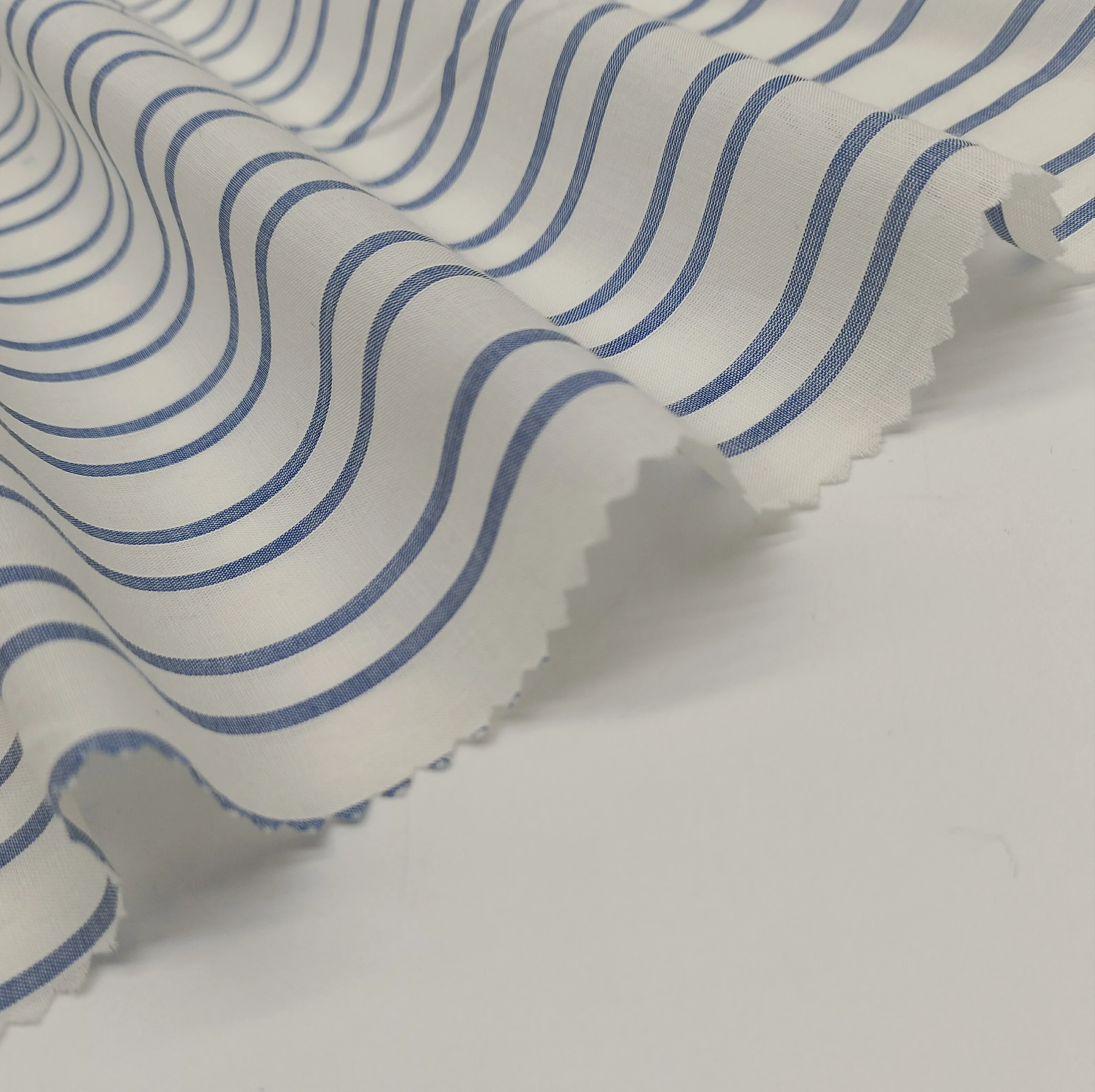 White and blue stripe fabric 58gsm clothing 100%cotton fabric plain woven fabric