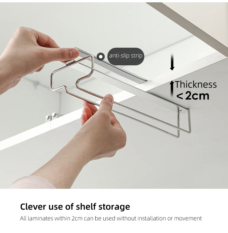 SHIMOYAMA 304 Stainless Steel Metal Wine Glass Cup Kitchen Bar Holder Hanger Under Cabinet Stemware Rack