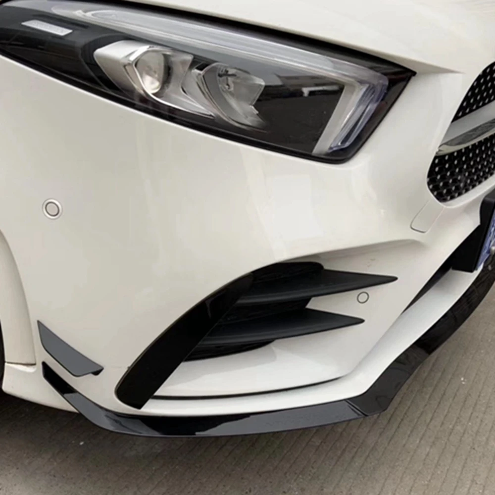 Не подходит AMG для Mercedes-Benz A класс W177 A45 Спорт 2019 2020 ABS черный бампер передний спойлер разветвители Canards отверстия 7 шт.