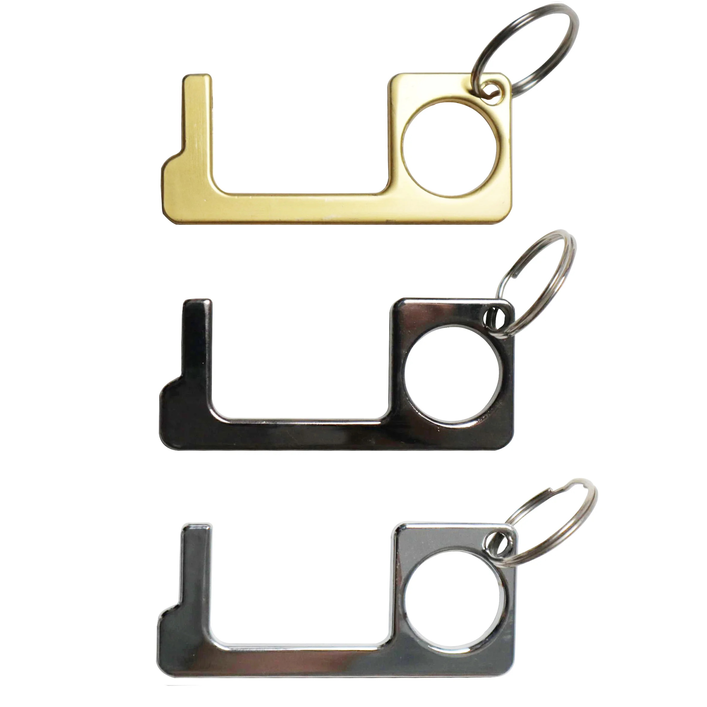 Custom Logo Metal Safety Self Defense Keychains Non Contact Door Elevator Opening Tool