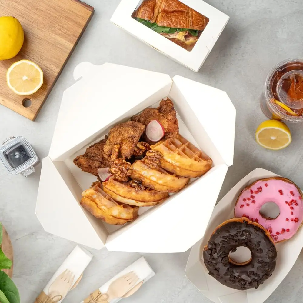 Customize logo printing Eco-friendly recyclable takeaway Kraft paper box food container packaging boxes can digital printing