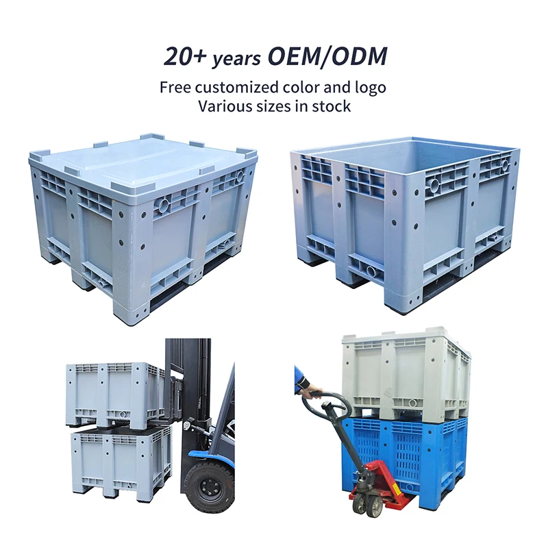 1200*1000 Rigid  Bulk Storage Container Plastic Solid Side Gaylord Pallet Container Crates  Boxes With Lids