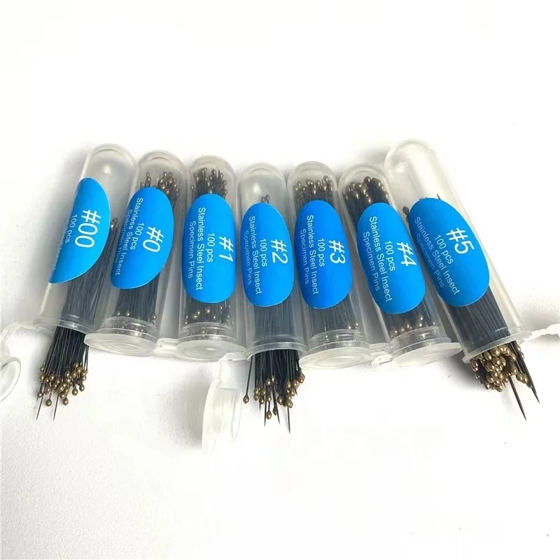 Stainless steel rubber head insect needle specimen needle high hardness sharp tip good elasticity 100 pieces / tube