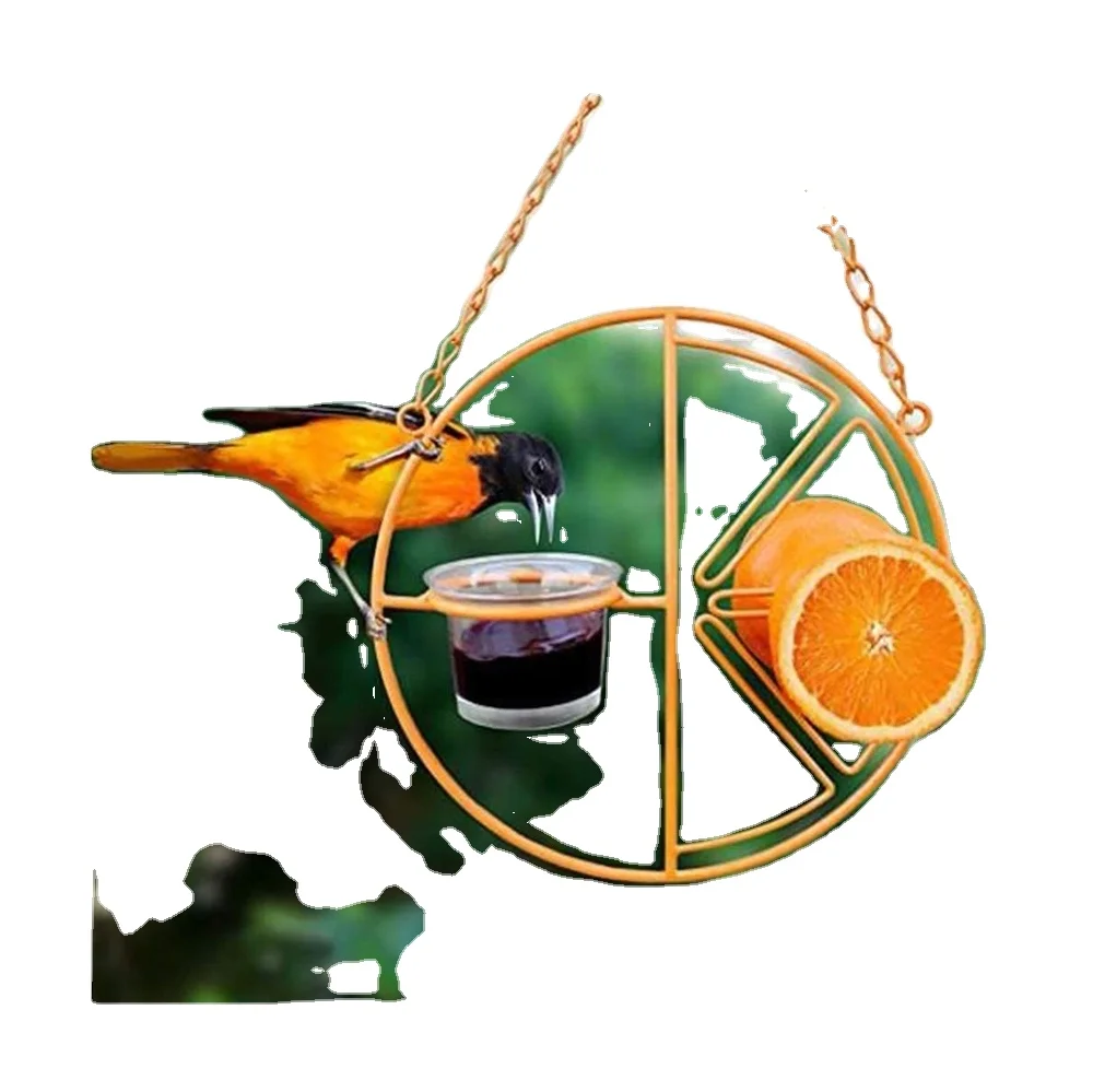 Amazon hot selling Heath Outdoor Products Orange Metal Humming Bird Feeders for outside bird feeder iron feeder