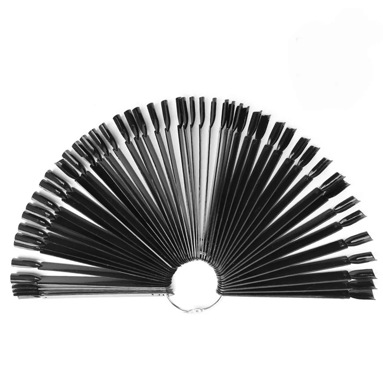 Jinyi 50 Tips Transparent With Metal Screw Split Ring Holder Polish Board Practice Sticks Tool Fan-shaped Nail Art Display Tips
