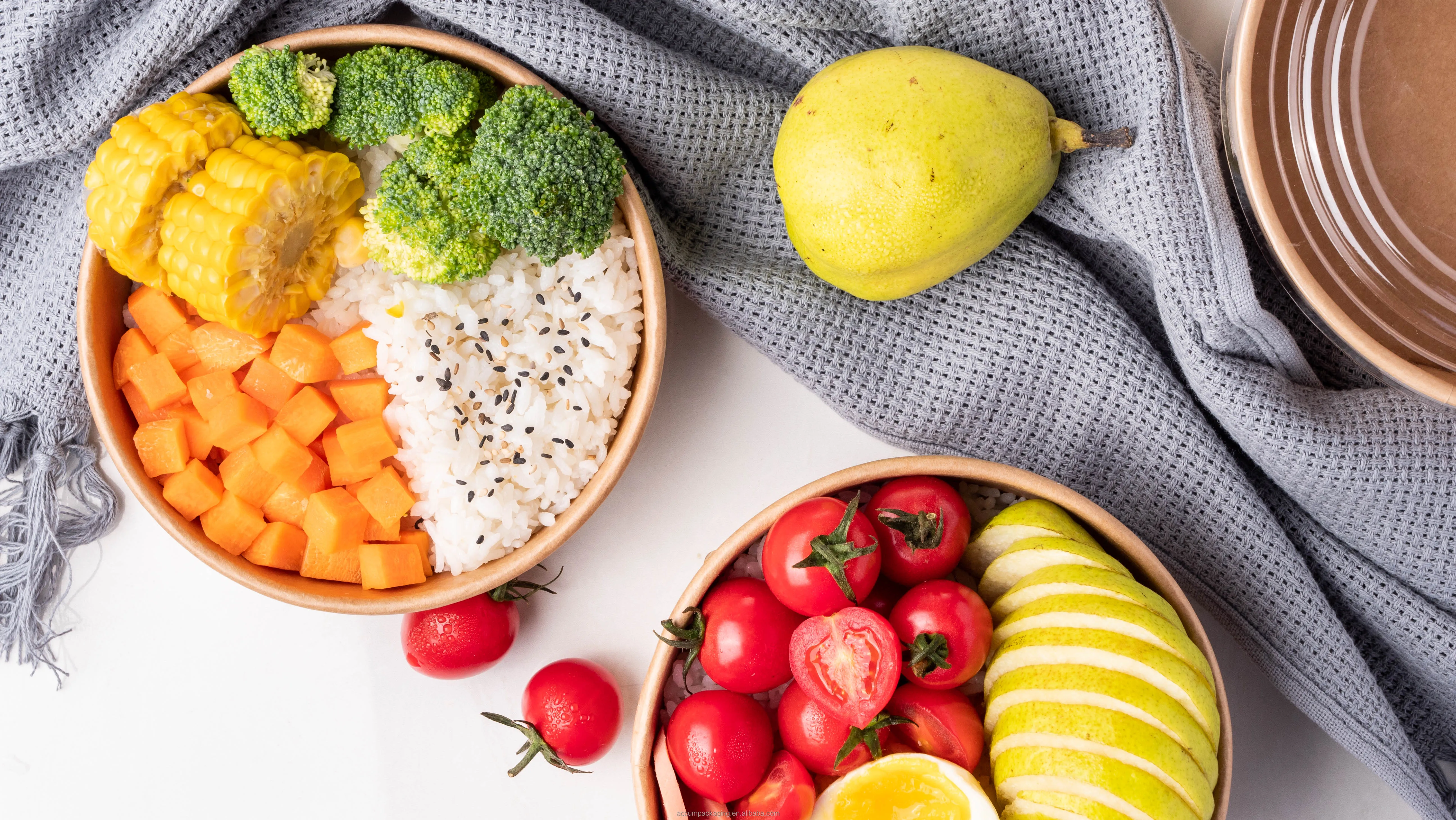 Different size 1000ml 100% Compostable  Biodegradable Take Away Round Paper bowl  custom logo