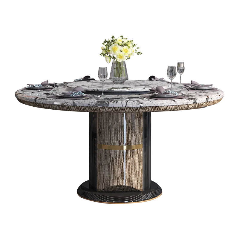 Round Classic Dining Table Luxury Natural Marble rotate Dinning Table Round Dining Table