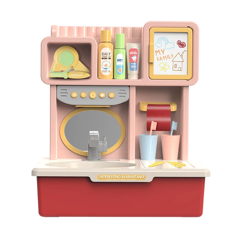 Run Water Washstand Sink Mini Household Wash Basin Brush Teeth Play Toy Kitchen Sink For Kid