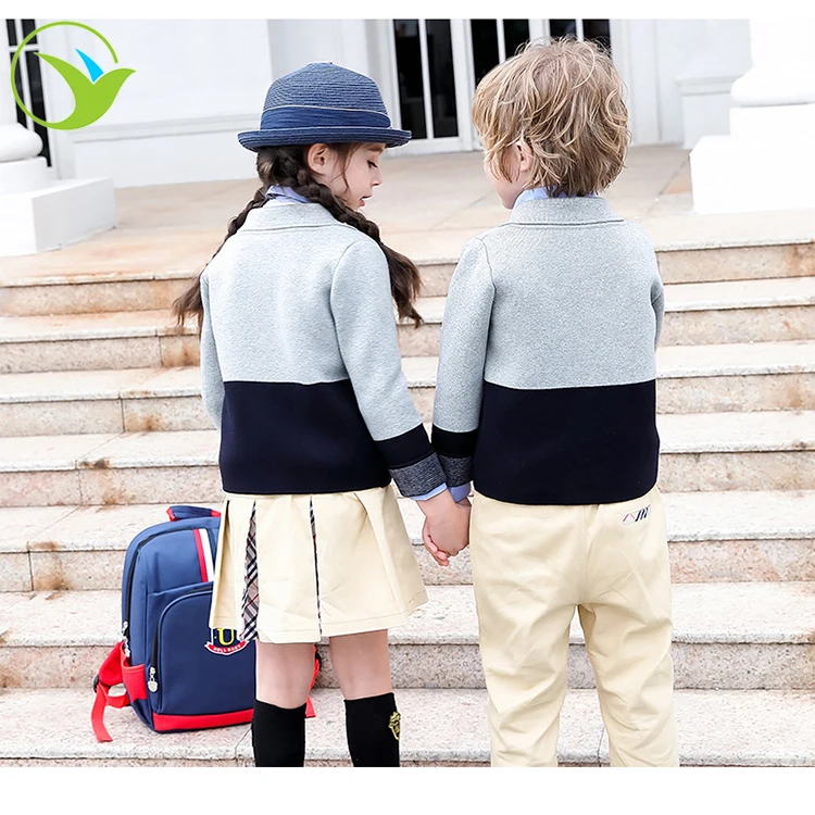 Черный вязаный школьный свитер с логотипом на заказ для детей начальной школы, жилет с блейзером