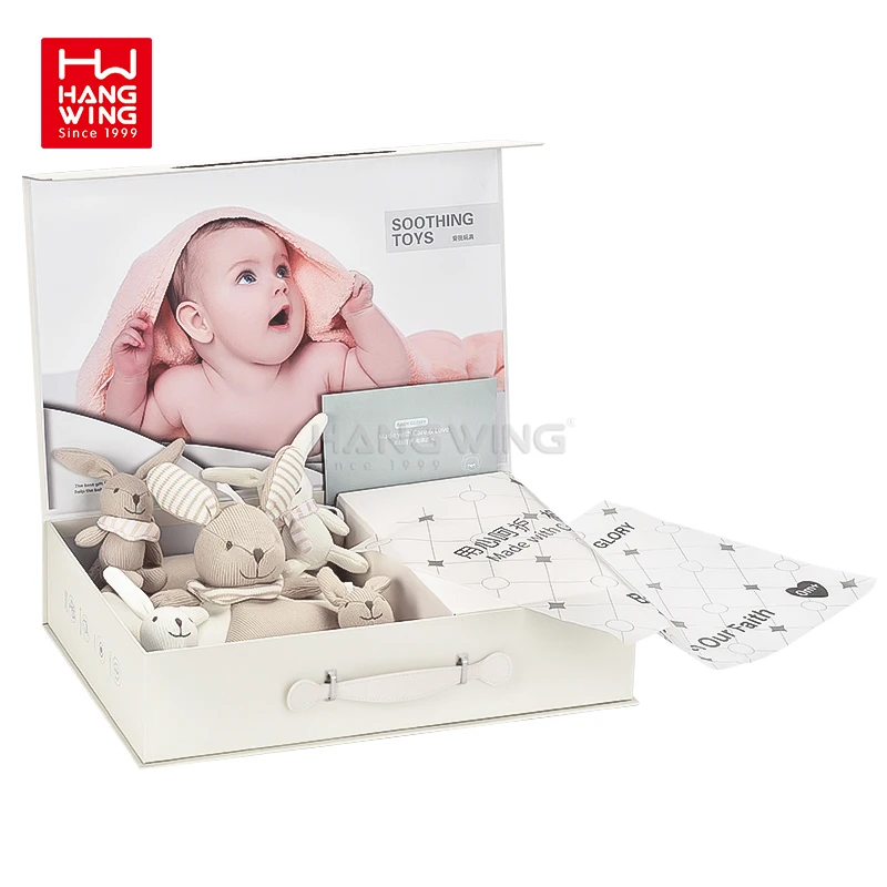 HW 0M  Infant Bed Musical Mobile Bedbell Cute Cartoon Rabbit Shape Rotating Crib Bell with Stuffed Plush Animals Hanging Toys