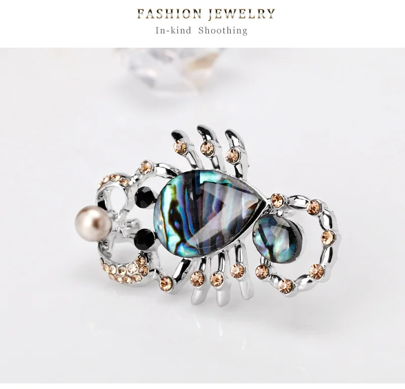 
Amazon Hot seller scorpion Stylish shell insect animal alloy enamel pearl Corsage brooches for ladies women girl gift college 