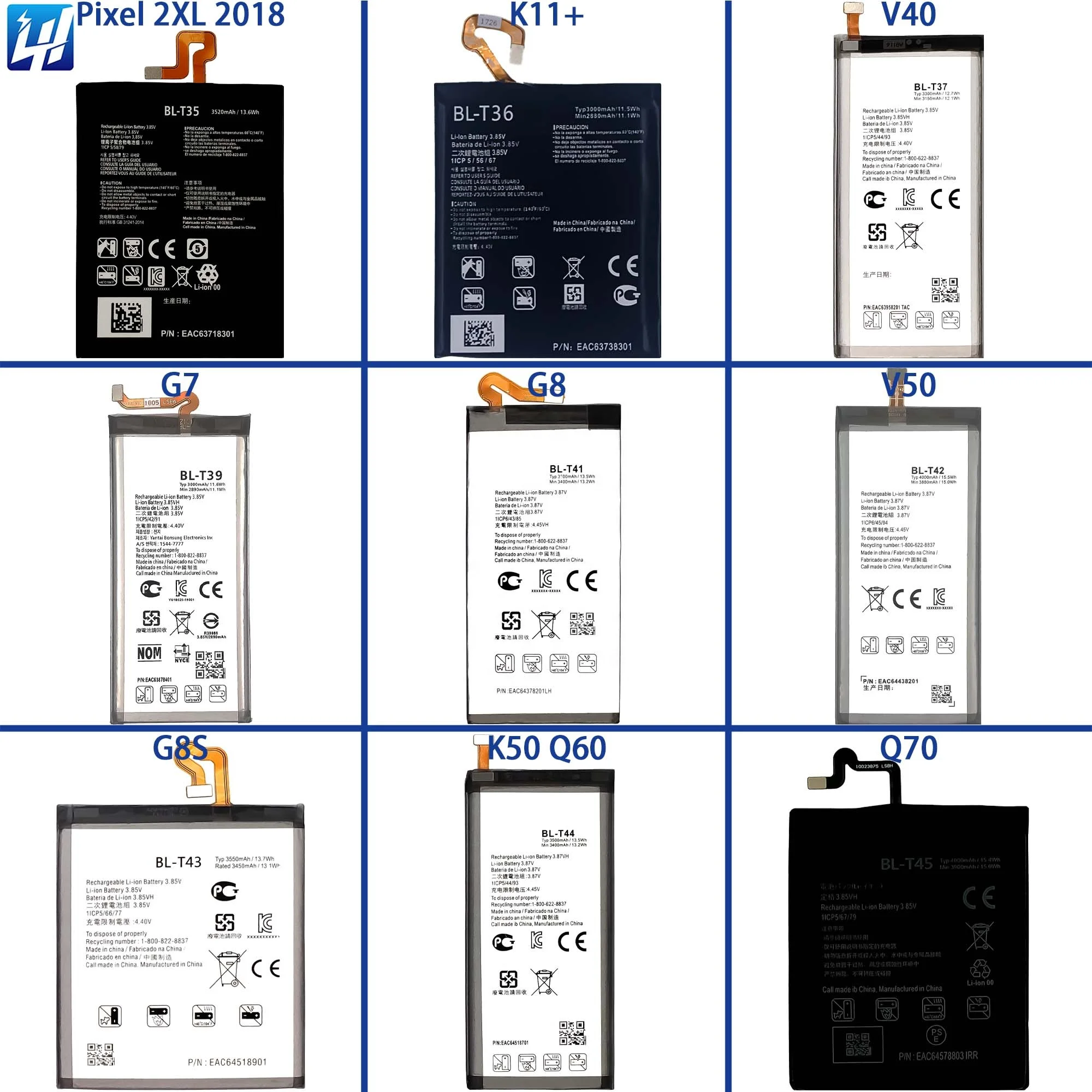 OEM Factory Shop G1 G2 G5 K7 K10 K20 K22 K41 K61 K41S Pixel 2 XL Full range of phone battery for LG Nexus 4 LongHe