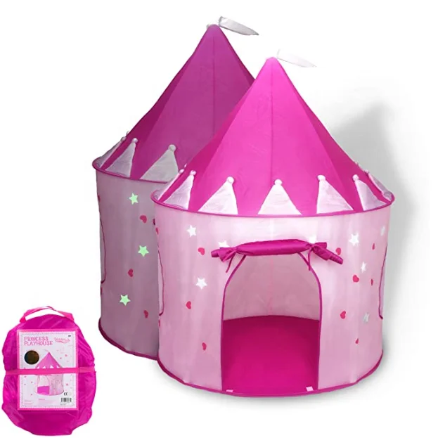 YL  Princess Castle Play Tent With Glow In The Dark Stars, Conveniently Folds In To A Carrying Case, Your Kids Will Enjoy This F