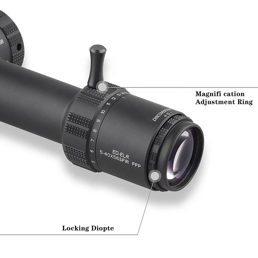 Discoveryopt ED-ELR 5-40X56SFIR FFP 35mm Tube Red Illuminated Long Range Scopes with Free Scope Ring for Outdoor Hunting