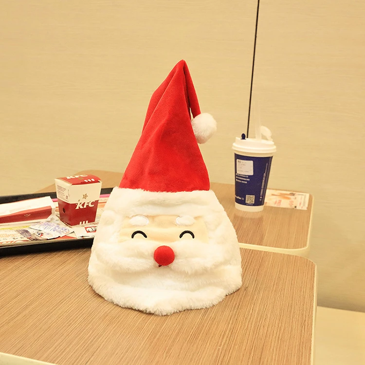 2022 New Hot Selling Cartoon Smiling Face Santa Claus  Lovely Kids Funny Gifts Christmas Hats