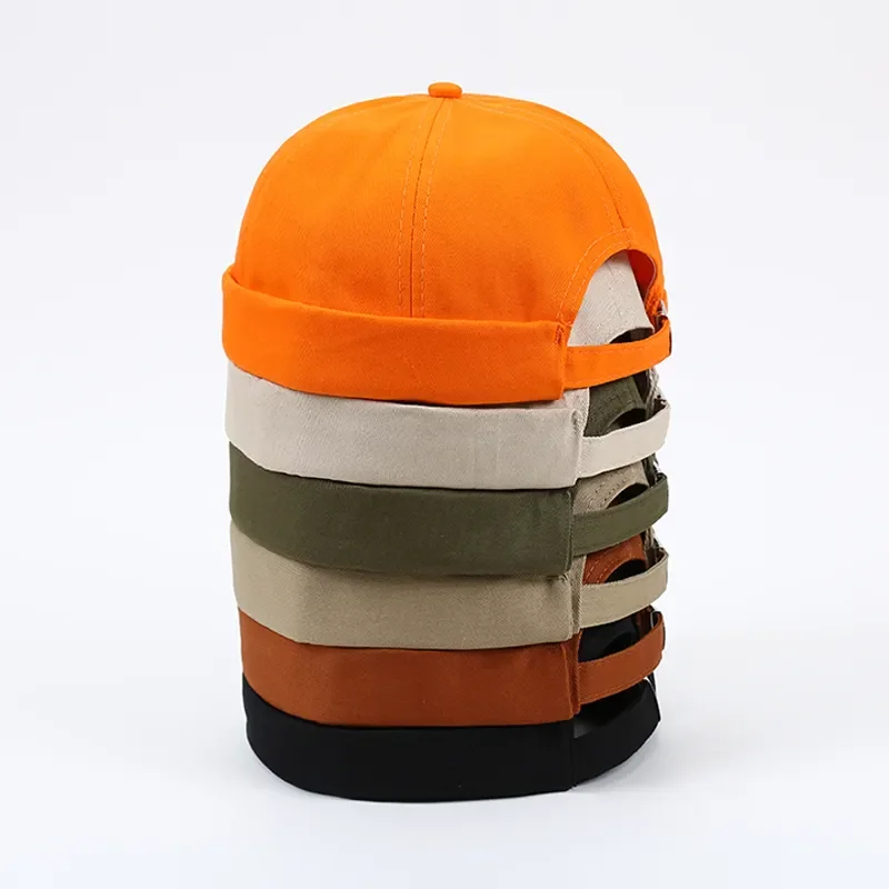 Retro visor brimless rolled cuff harbour skull docker melon cap no brim caps hats