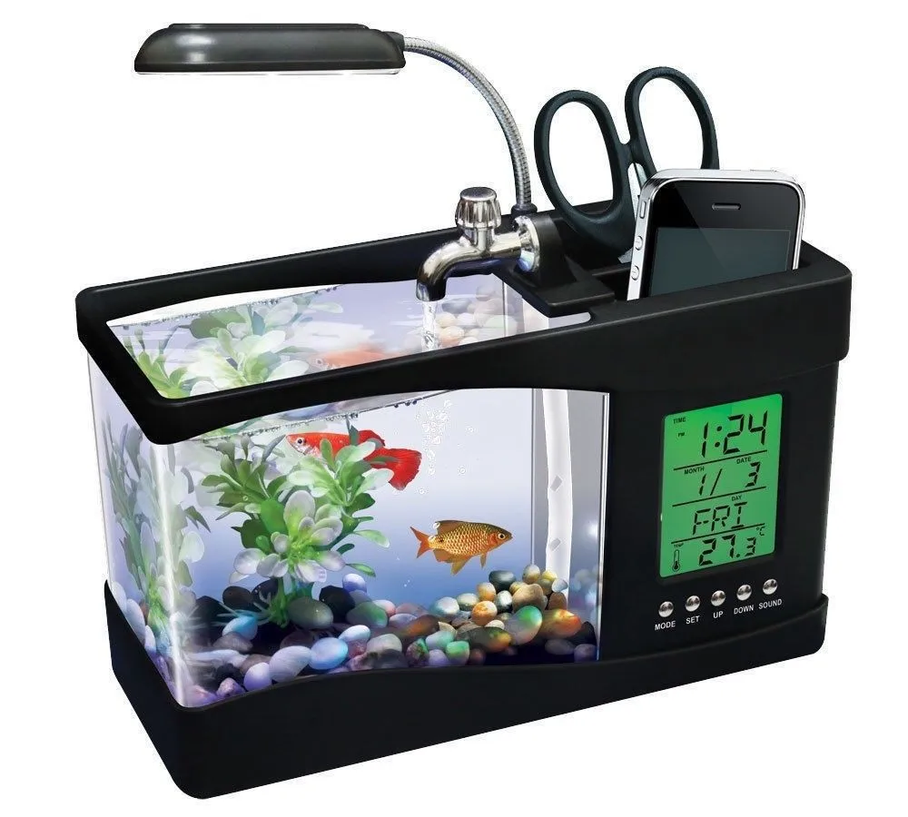 Amaz Hot Sale Desktop usb mini fish tank aquarium with running water 0