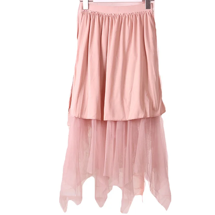 irregular Mesh skirt women spring new multi-layer tutu cake skirt fluffy ruffled long tulle skirt female
