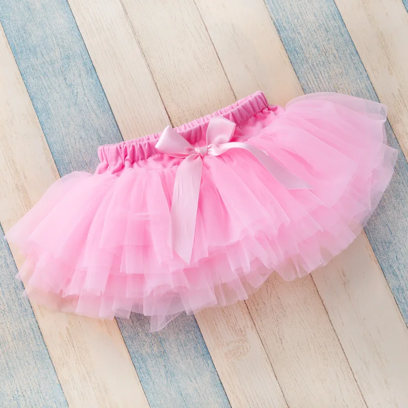 Korean Tutu Skirts For Girls Flower Princess Ruffle Girl Skirts Wedding Kids White Newborn Tulle Colorful Baby Girls Tutu Skirts
