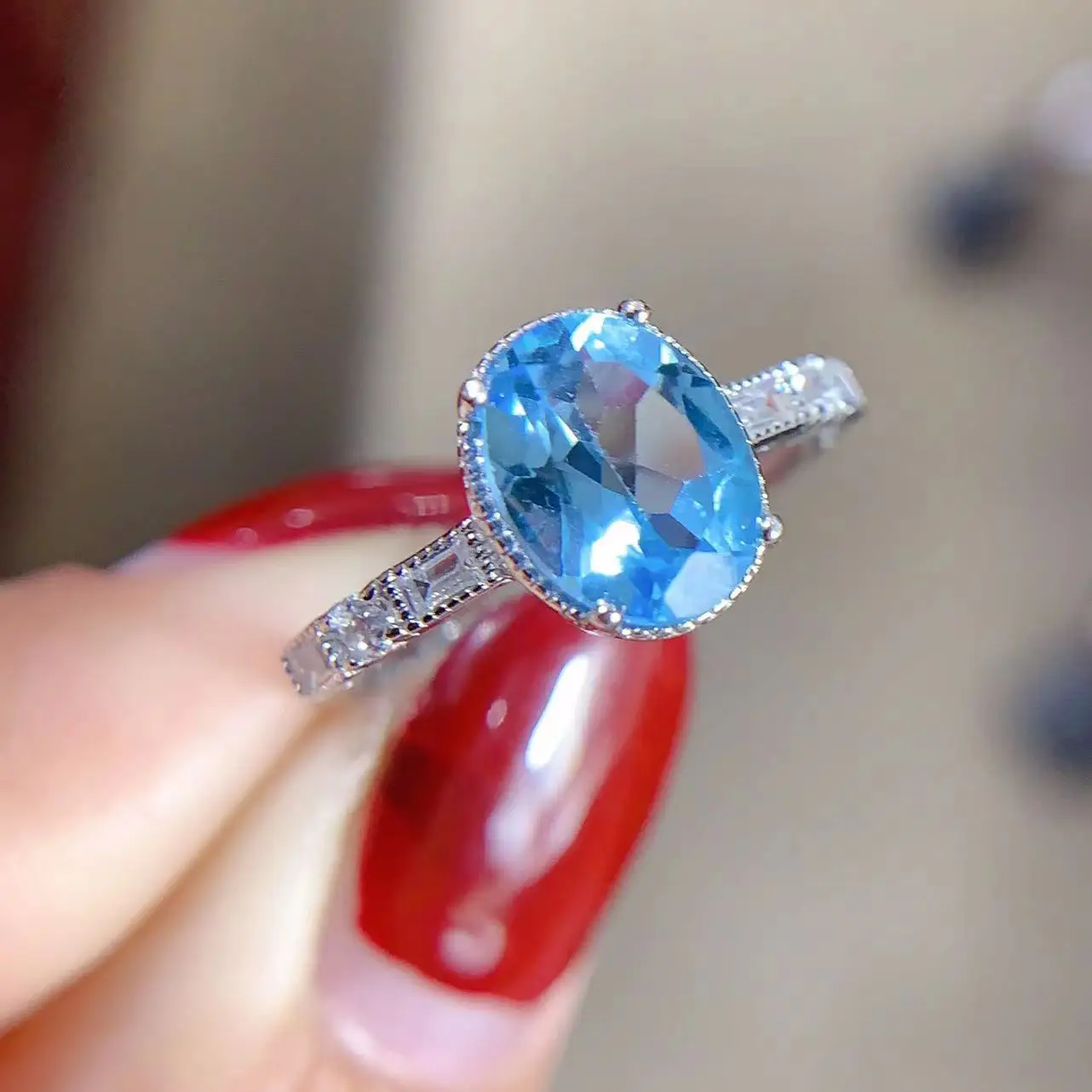 New Design Arabic Wedding 925 Sterling Silver 18k Gold Plated Oval Cut Natural Topaz Engagement Ring Set