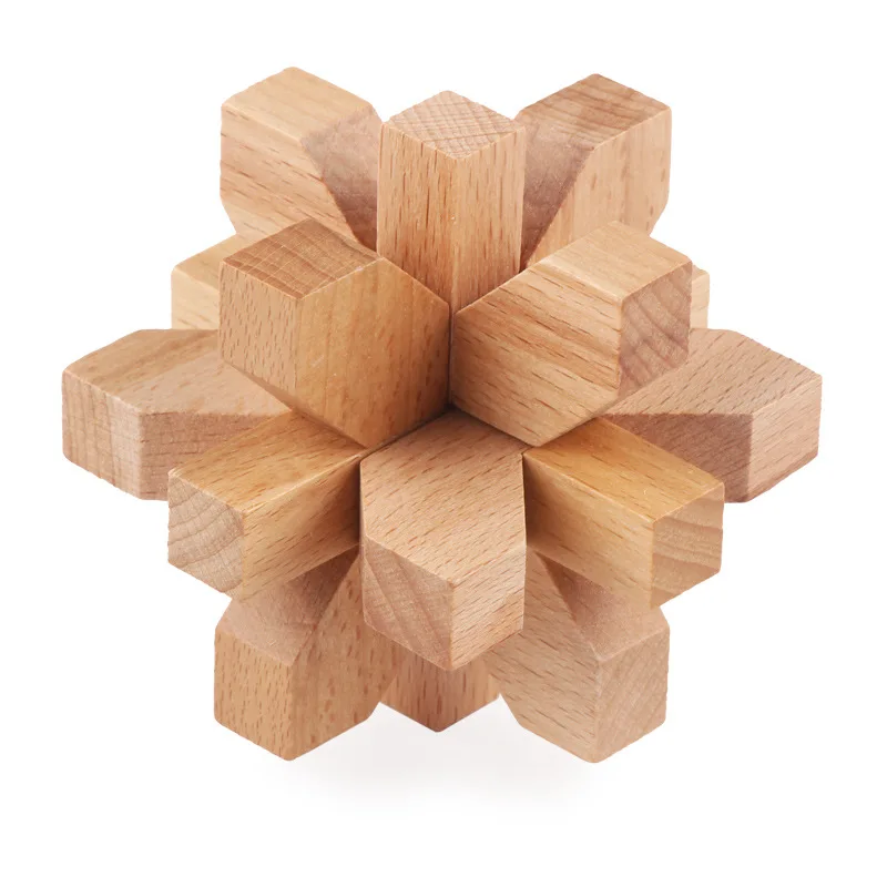 Wholesale Wooden Lock Cube Puzzle 3D Brain Teaser IQ Puzzle Toy for Kids and Adults Dropshipping