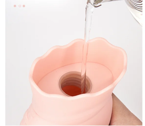 Cheap Reusable Microwave Heating Silicone Hot Water Bag Hand Warmer with Knit Cover