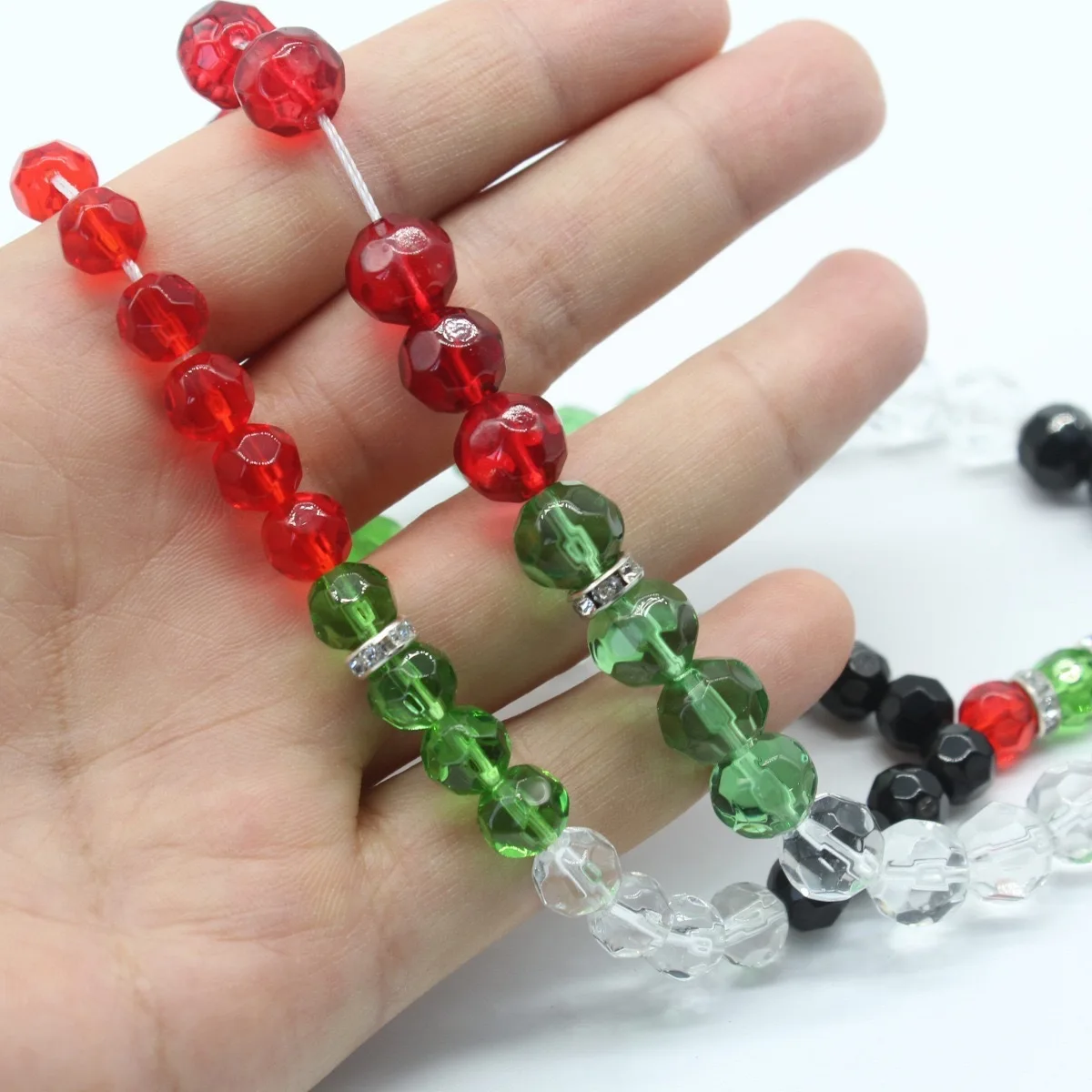 2024 New Crystal Rosary 33 Thysbi Haser Muslim rosary beads red green white and black Fashion rosary beads