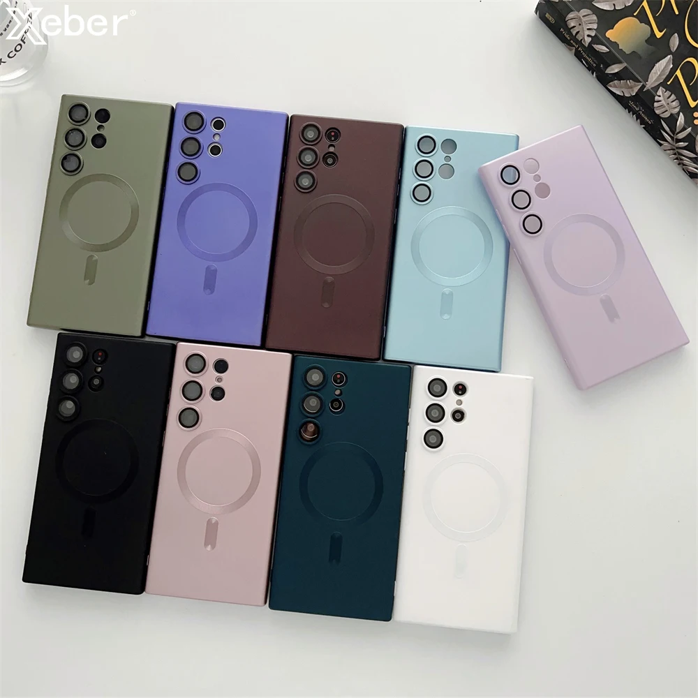 Wholesale Luxury Matte Magnetic Wireless Charger phone case for Samsung S23 Ultra S22 Plus S21 fundas Shockproof soft back cover