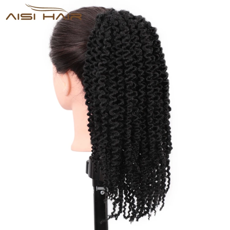  Aisi Hair афро кудрявые волосы из синтетического волокна удлинитель волос кулиска Короткие Черные Кудрявые синтетические