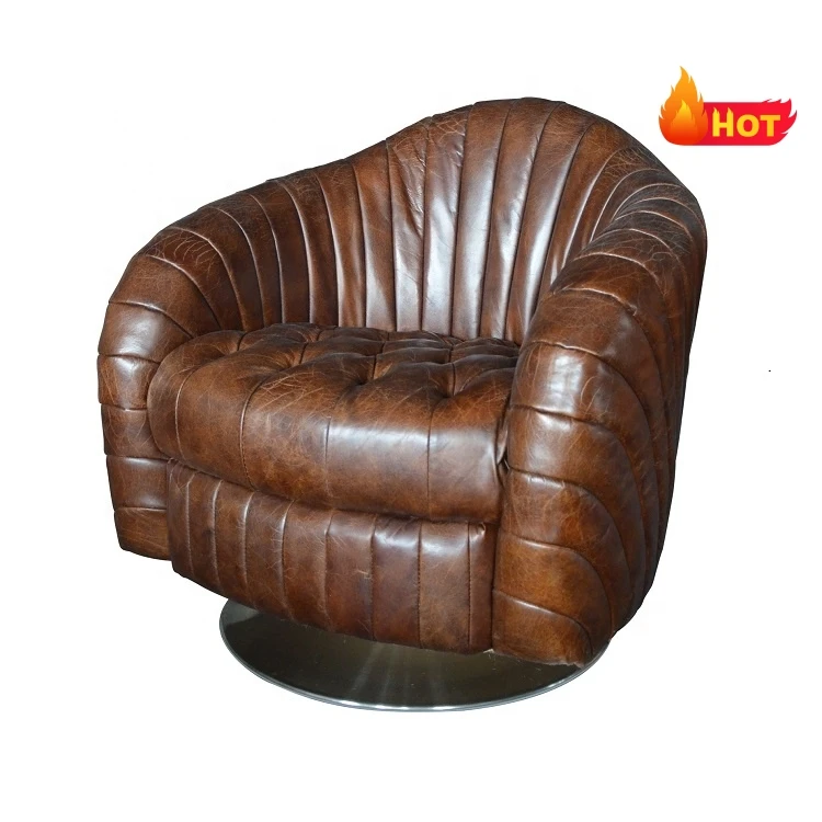 AIRFFY OEM/ODM silla swivel leisure chair top grain leather swivel chair office living room Leather Swivel Leisure Chairs