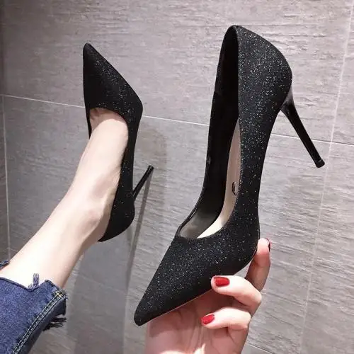 PU Leather stiletto heels Low Cut High Heels Pumps wedding shoes pointed toe Rubber  651765